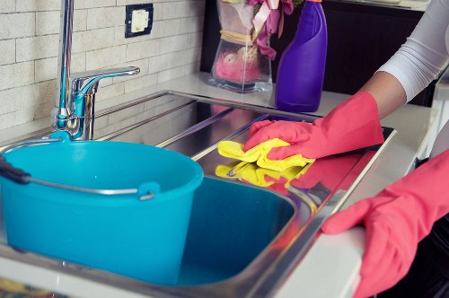 Professional cleaning of empty property surfaces after building work