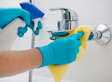 Regular house cleaning routine in a clean bedroom